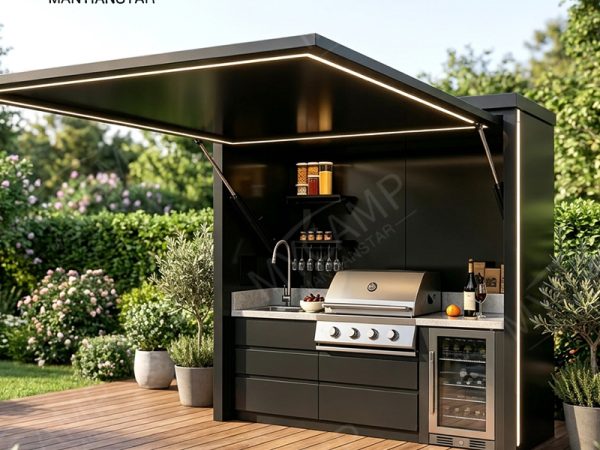 Hot Sale DIY Outdoor Modular Kitchen Modern Premium Style with Integrated Cultured Stone Outdoor Kitchen with Roller Shutter