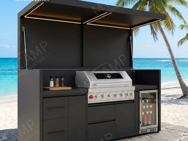 Modular All-Weather Outdoor Kitchen for Backyard BBQ with Griddle Module Outdoor Kitchen Outdoor Kitchen with Roller Shutter