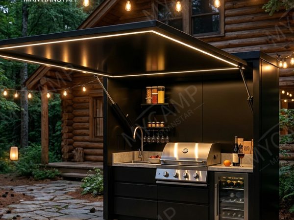 2 Custom Modern Aluminum Alloy Modular Kitchen Cabinet BBQ Kitchen Outdoor Party Kitchen Outdoor Kitchen with Roller Shutter