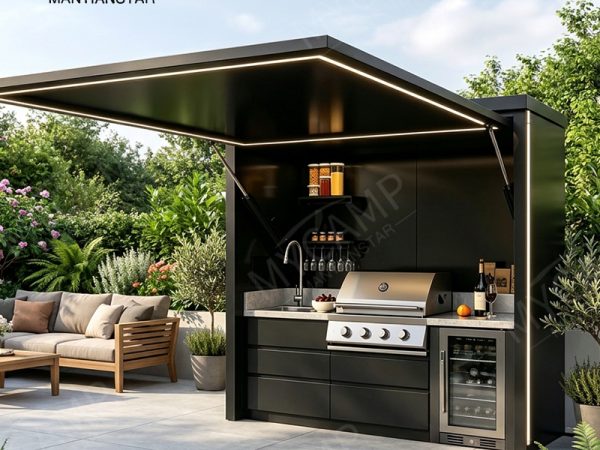 Hot Sale DIY Outdoor Modular Kitchen Modern Premium Style with Integrated Cultured Stone for Backyard Gatherings