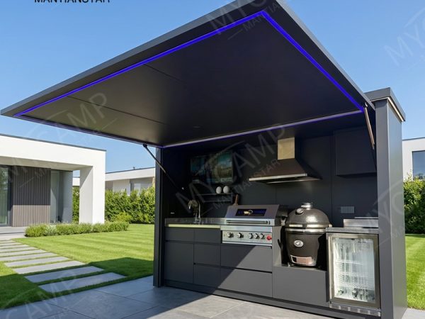 Modular Aluminum Alloy Outdoor Kitchen Shed Weatherproof OutdoorKitchen Cabinetry Remote Control Kitchen Outdoor Mobile Kitchen