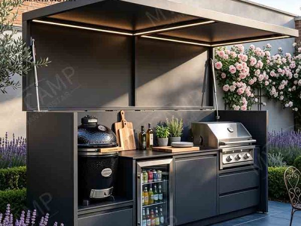 Modular All-Weather Outdoor Kitchen for Backyard BBQ with Griddle Module Outdoor Kitchen Outdoor Kitchen with Roller Shutter